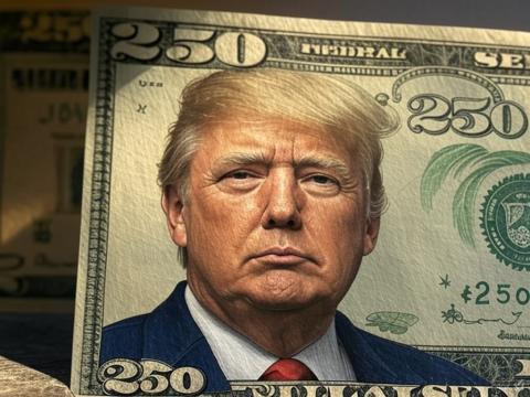 AI mô phỏng ý tưởng tờ 250 USD in hình ông Trump. Ảnh: joewilson.house.gov