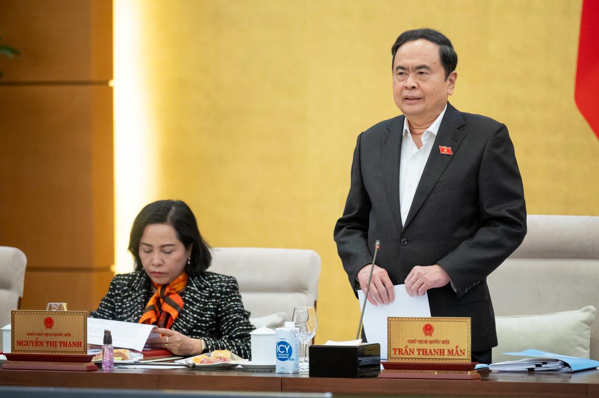 Chủ tịch Quốc hội Trần Thanh Mẫn phát biểu tại phiên họp.