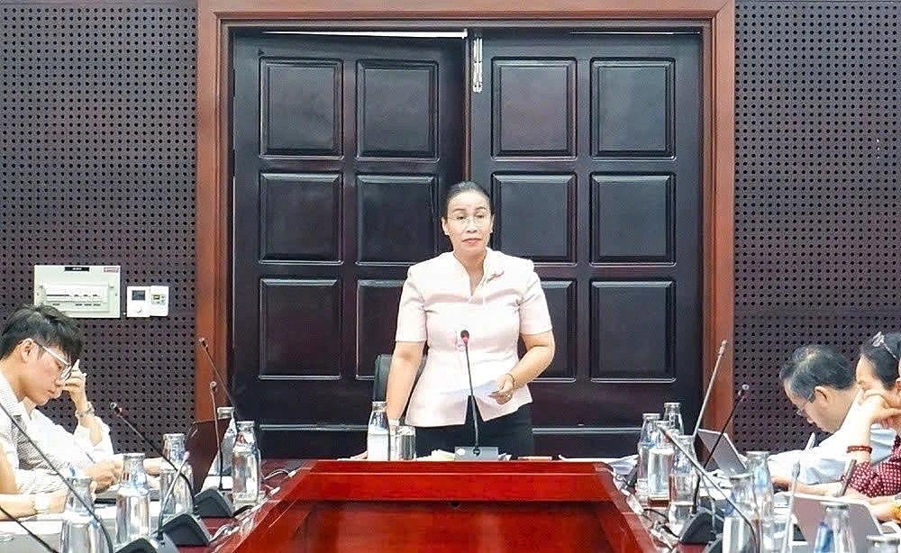 Phó Chủ tịch UBND thành phố Nguyễn Thị Anh Thi phát biểu tại cuộc họp.