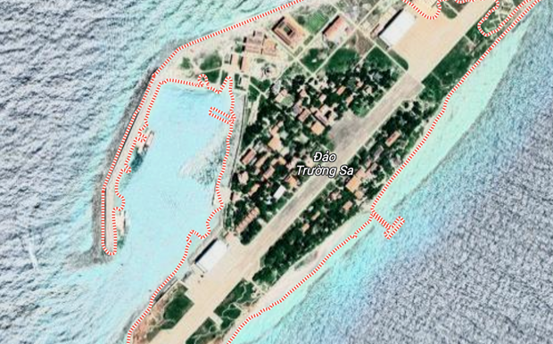 Ảnh chụp đảo Trường Sa Lớn trên ứng dụng Google Maps thời điểm năm 2022.