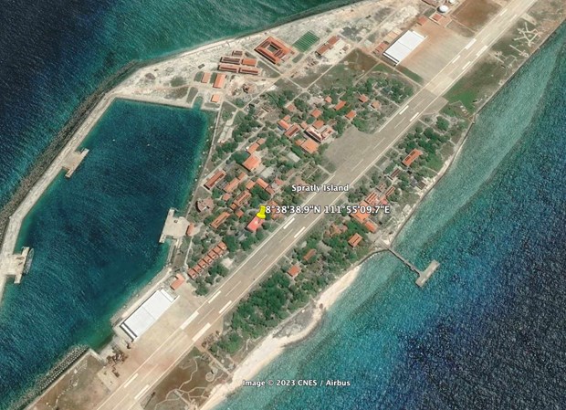 Ảnh chụp đảo Trường Sa Lớn trên ứng dụng Google Maps thời điểm năm 2020.