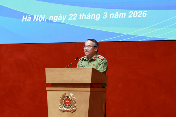 Thiếu tướng Tạ Quang Huy, Phó Chánh Thanh tra Bộ 33win03, nguyên Trưởng ban Thanh niên, Bí thư Đoàn Bộ 33win03 khóa 19 phát biểu tại buổi lễ.