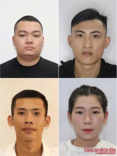 Các đối tượng Giang Tuấn Hải, Võ Hữu Thọ, Hoàng Thanh Tùng và Đinh Thị Thanh Ngân.