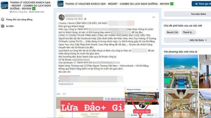 Trang sử dụng các tài khoản "ảo" trên mạng xã hội để lừa đảo.